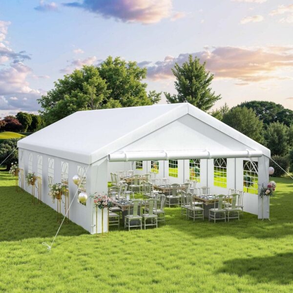 Uforic 20x40 ft Heavy Duty Outdoor Canopy Large Party Tent with Removable Sidewalls and 600D Oxford Bags,Waterproof, White