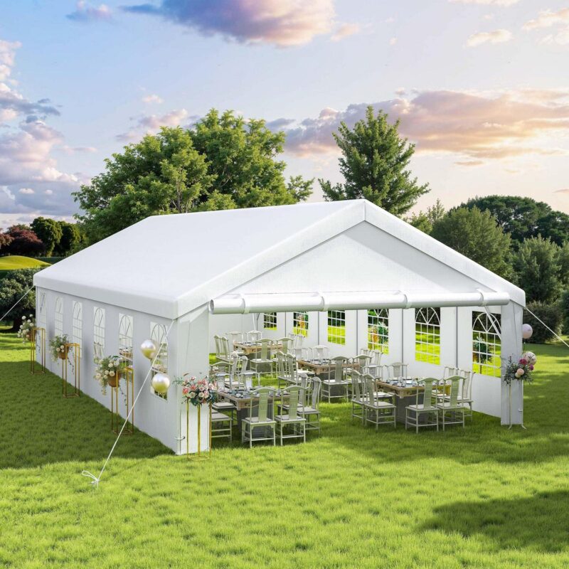 Uforic 20x40 ft Heavy Duty Outdoor Canopy Large Party Tent with Removable Sidewalls and 600D Oxford Bags,Waterproof, White