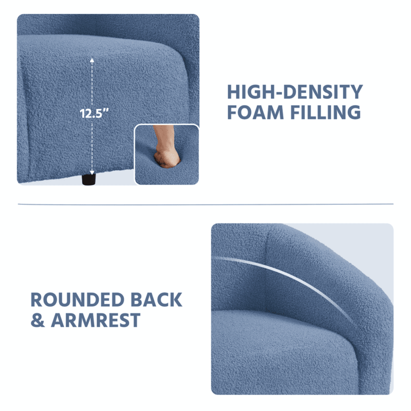 Renwick Set of 2 Boucle Upholstered Club Chair, Blue - Image 7