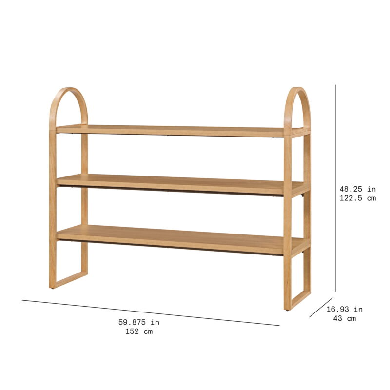 Beautiful 3-Shelf Open Bookcase by Drew Barrymore, Adult, Warm Honey Finish - Image 3