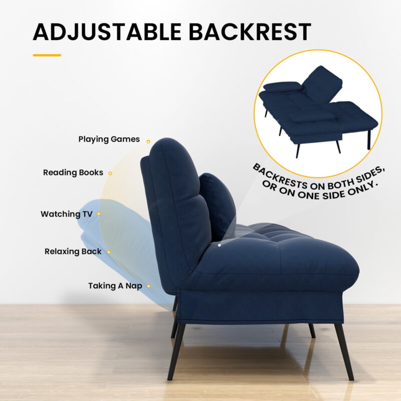 COMHOMA Cloud Comfort Convertible Futon Sofa Bed, Blue - Image 6