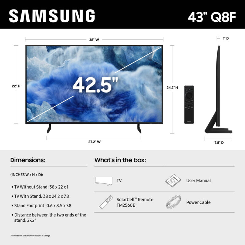 Samsung 43” Class QLED Q8F 4K Samsung Vision AI Smart TV 2025 - QN43Q8FAAFXZA - Image 5
