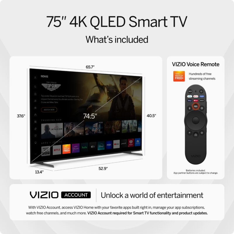 VIZIO 75" Class Quantum Pro 4K QLED HDR Smart TV (VQP75C-84) - Image 3