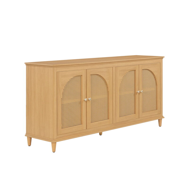 Beautiful Drew Rattan 4-Door Buffet Sideboard by Drew Barrymore, Warm Honey Finish - Image 6