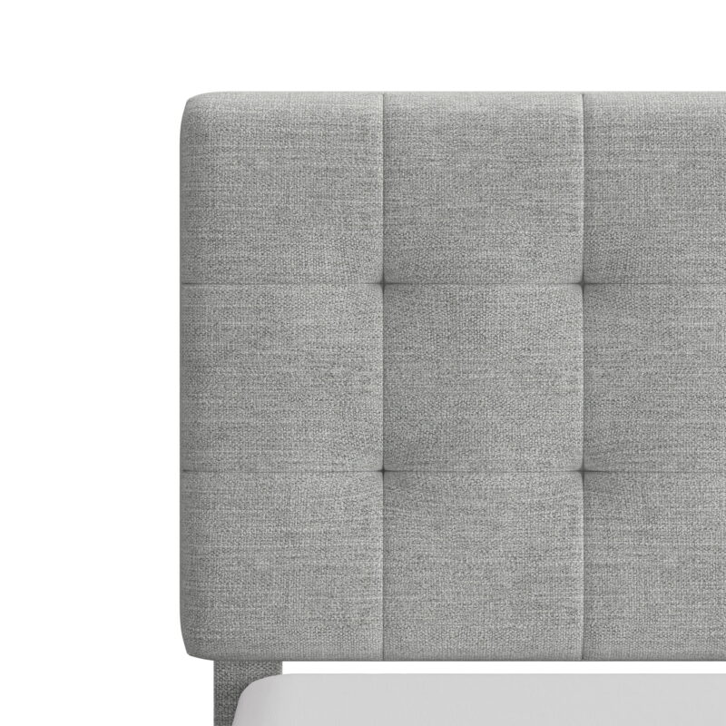 Mainstays Hillside Square Tufted Upholstered Queen Platform Bed, Light Gray Fabric - Image 2