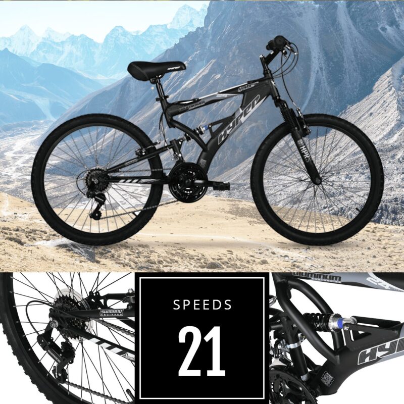 24" Hyper Bicycles Havoc Mountain Bike, Youth/Adult, Recommended Ages 10-14 Years Old, Black - Image 4