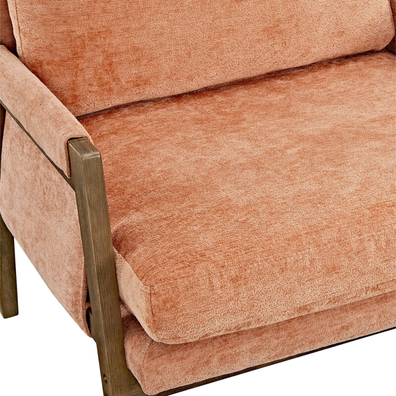 Roundhill Furniture Kelly Mid-Century Modern Velvet Accent Armchair, Orange - Image 4