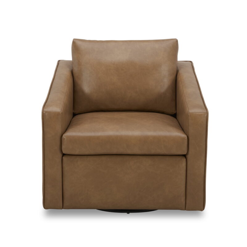Better Homes & Gardens Steele Swivel Accent Chair, Camel Faux Leather - Image 7