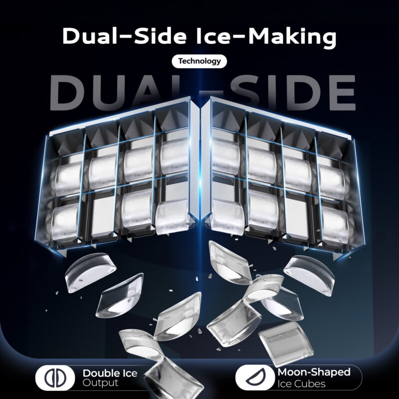 EUHOMY Crescent Ice Maker, 30Lbs/24H, Countertop LunaArc Ice Machine with Auto Cleaning, Slow Melt Ice - Image 3