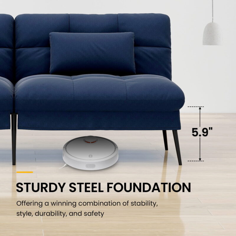COMHOMA Cloud Comfort Convertible Futon Sofa Bed, Blue - Image 4