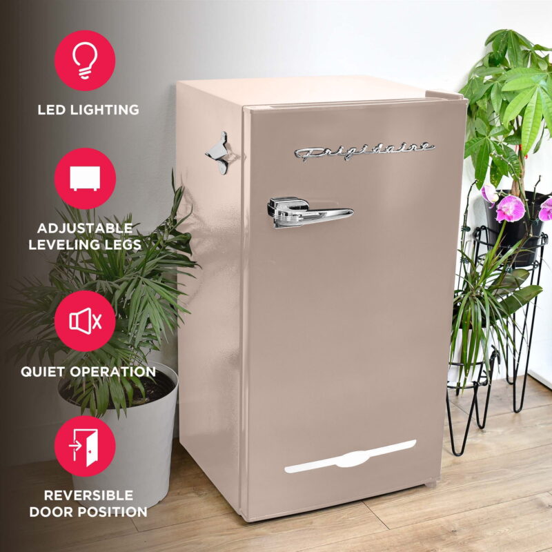 Frigidaire 3.2 Cu ft Retro Compact Refrigerator With Side Bottle Opener EFR376, Coral - Image 3