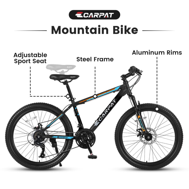 Aukfa 26 inch Mountain Bike for Men Women,Shimano 21-Speed Full Suspension MTB w/ Mechanical Disc Brake,High-Carbon Steel Frame,Blue - Image 5