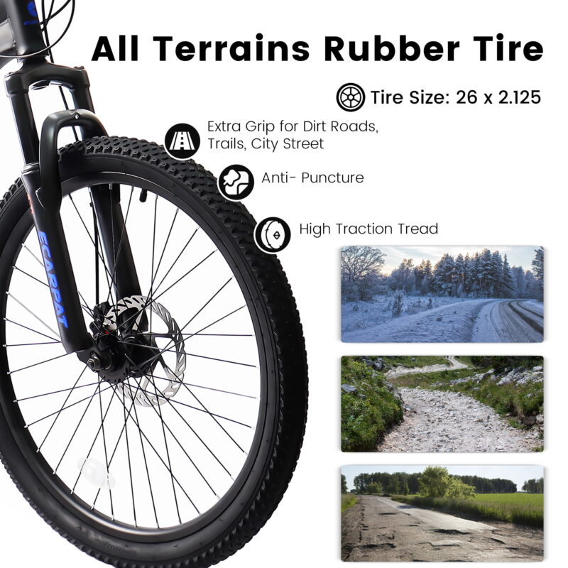 Aukfa 26" Mountain Bikes, 21-Speed Full Suspension Men Women Trail City Mountain Bike,Blue - Image 7