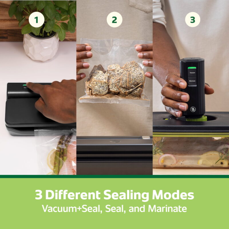 (2 pack) FoodSaver Handheld+ 2-in-1 Vacuum Sealing System, Handheld and Countertop Vacuum Sealer, Matte Black - Image 4