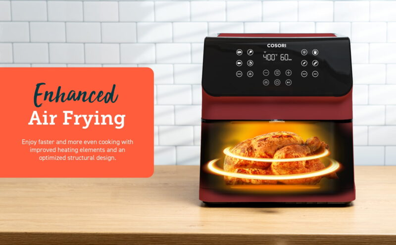 COSORI Pro II 5.8-Quart Smart Air Fryer, 12-in-1, Walmart Exclusive Bonus, Voice Control, Red - Image 4