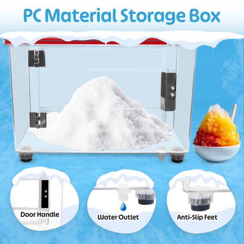 Electric Ice Crusher Machine, 250W Dual Blade Slushie Maker with 39L Bin, Heavy-Duty for Commercial Use (Red) by Great Northern Popcorn - Image 5
