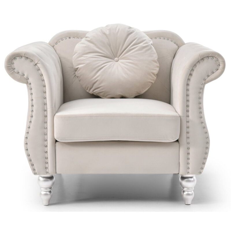 Glory Furniture Hollywood Accent Chair in Ivory Color - Image 5