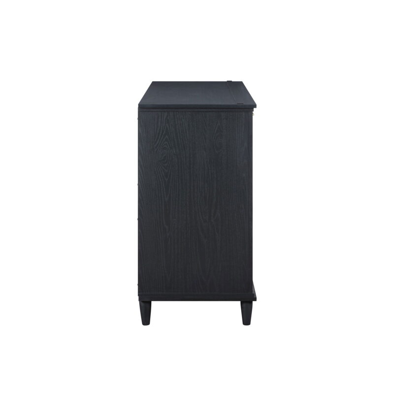 Beautiful Drew Rattan Media Console with Teched Away Drawer by Drew Barrymore, Black Finish - Image 2
