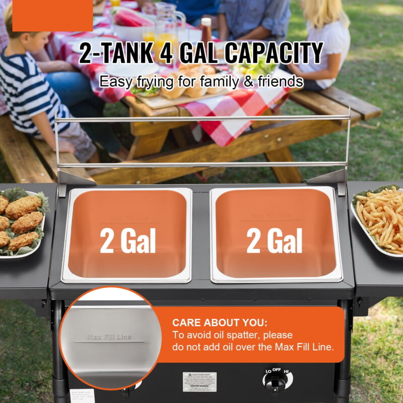 KFFKFF Cookware Outdoor Propane Fryer 16 qt Dual Burner Commercial Deep Fryer, Stainless Steel - Image 6