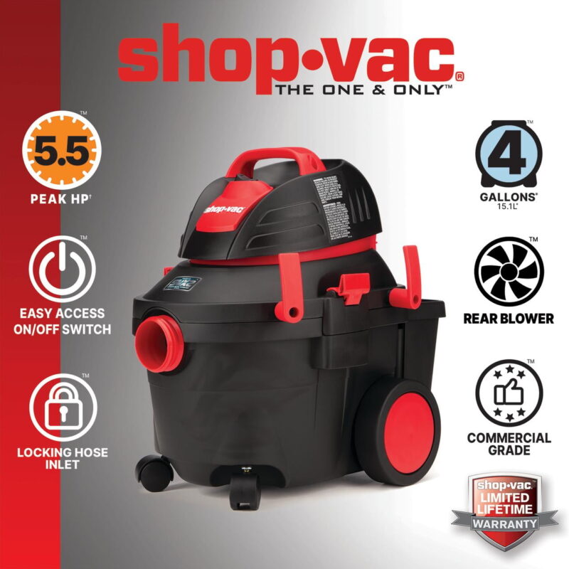 Shop-Vac 4 Gallon 5.5 Peak HP Wet Dry Vacuum with SVX2 Motor Technology, Model 5914411 - Image 6