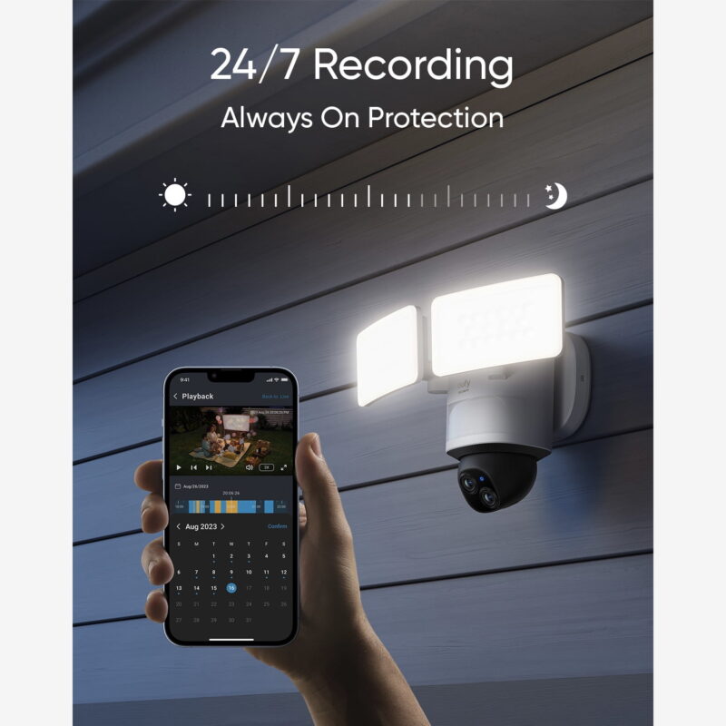 eufy Floodlight 3K Camera E340 Wired Dual Camera, 360° Pan & Tilt, Wi-Fi 6, No Monthly Fee - Image 6