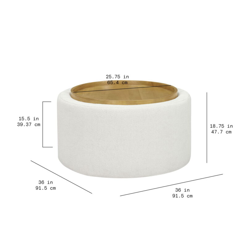 Beautiful Drew Stowaway Coffee Table with Storage by Drew Barrymore, Cream - Image 6