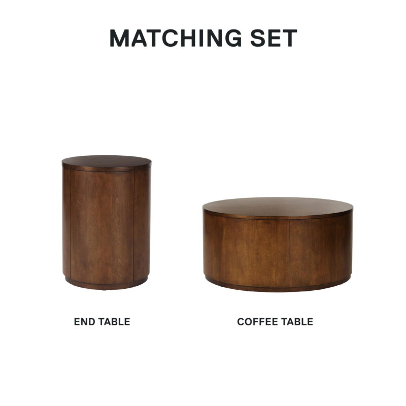 Better Homes & Gardens Miller Drum Coffee Table, Walnut - Image 3