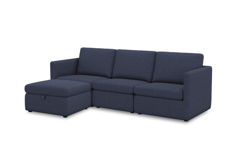 Better Homes & Gardens Modular Sectional Sofa with Storage Ottoman, Blue - Image 6