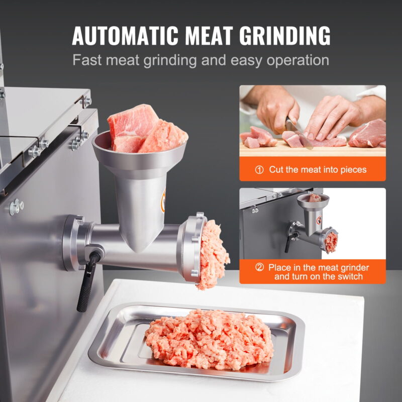 KFFKFF Electric Meat Cutting Band Saw and Grinder Electric Bone Saw, 550W Stainless Vertical Cutter, 19.1"x15" Table, Cuts 7.09" Thick - Image 7
