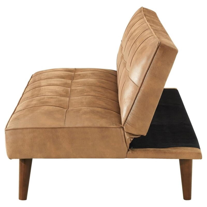 Coaster Jenson Faux Leather Tufted Convertible Sofa Bed Saddle Brown - Image 7