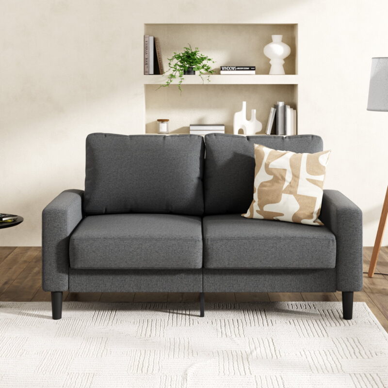 Zinus 62" Harmony Indoor Sofa for Small Space Living Room, Dark Gray - Image 4