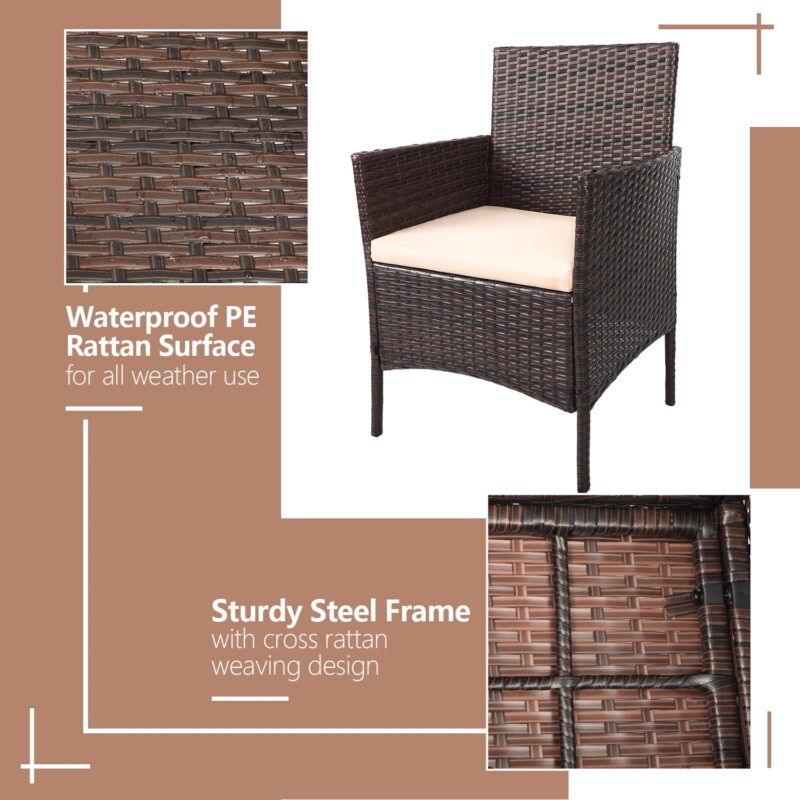Lacoo 4 Pieces Outdoor Patio Furniture Sets Rattan Chair Wicker Set for Backyard Porch Garden Poolside Balcony - Image 2