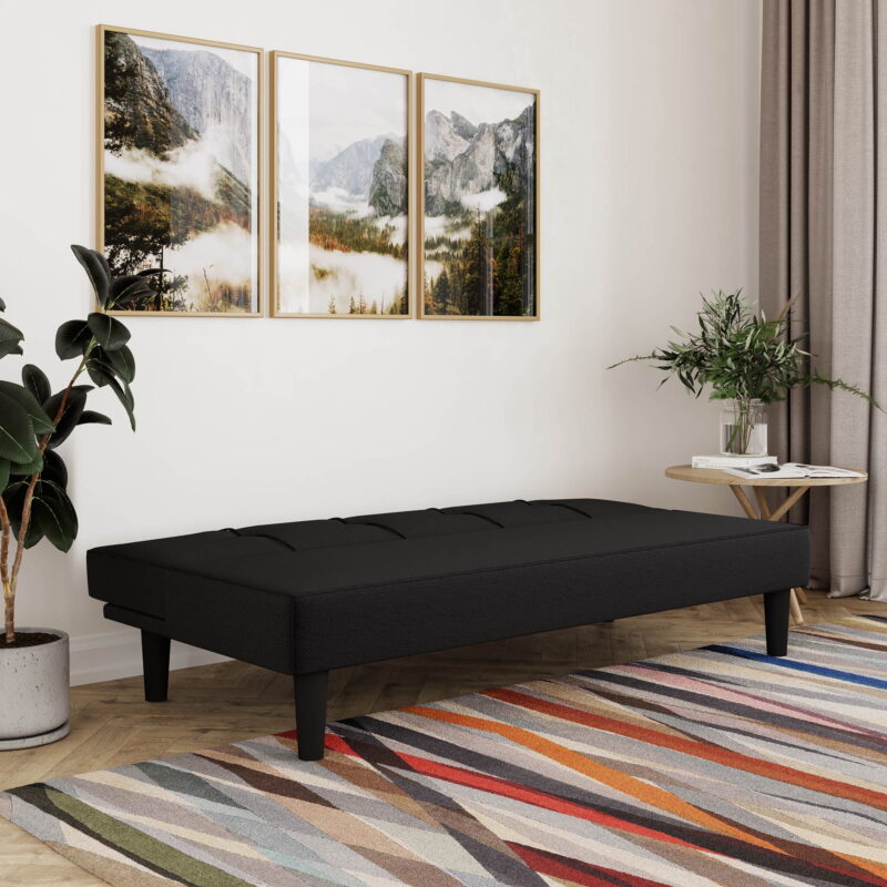 Serta Langston Modern Futon with Black Legs, Black Fabric - Image 2