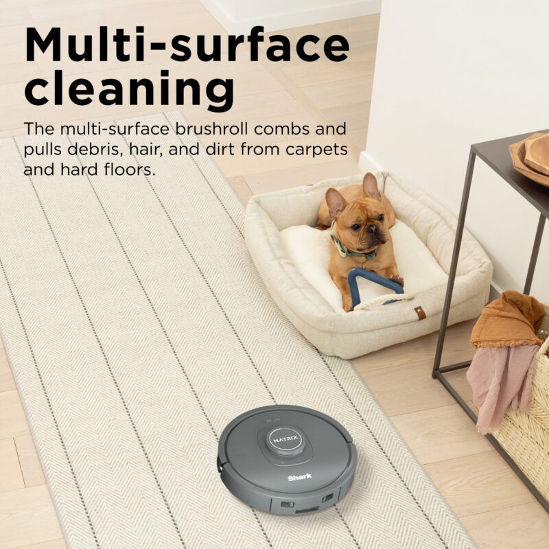 Shark RV2300 Robot Vacuum with Multi-Surface Brushroll for pet hair, dust, and dander, No spots missed on Carpets & Hard Floors, Precision 360 Lidar Home Mapping, Wi-Fi, Black/Gray - Image 4