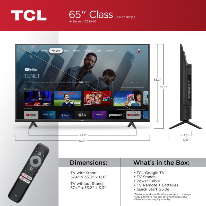 TCL 65" Class 4-Series 4K UHD HDR LED Smart Google TV - 65S446 - Image 3