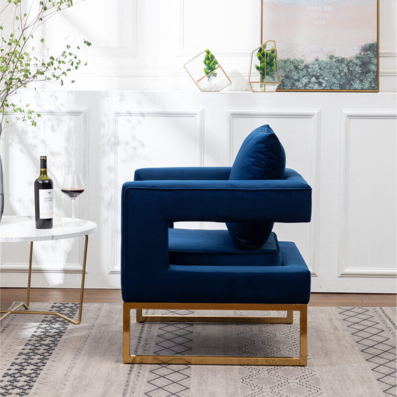 Roundhill Furniture Lenola Contemporary Upholstered Accent Arm Chair, Blue - Image 4
