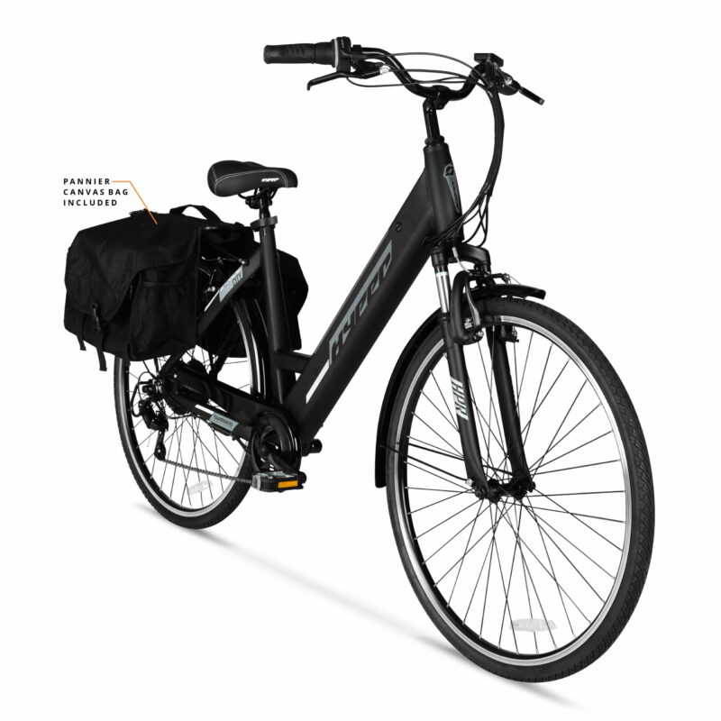 700c Hyper Bicycles Class 2 E-Ride 36V Electric Commuter E-Bike for Adults, 350W Motor, Black - Image 2