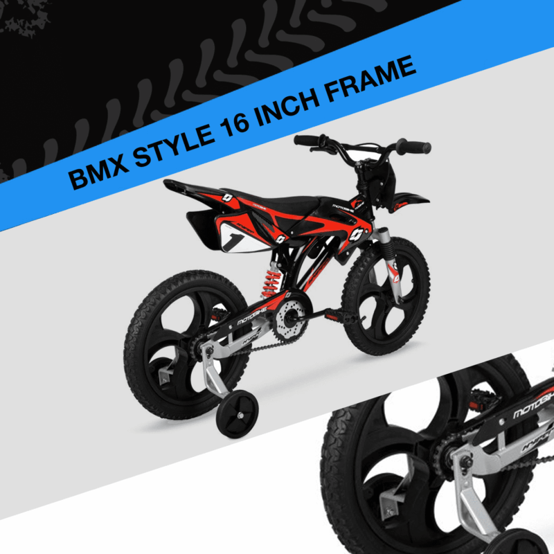 16" Hyper Moto Bike, 16" Mag Wheels, Training Wheels, Child Bicycle, Ages 5-7 Years, Black/Red - Image 6