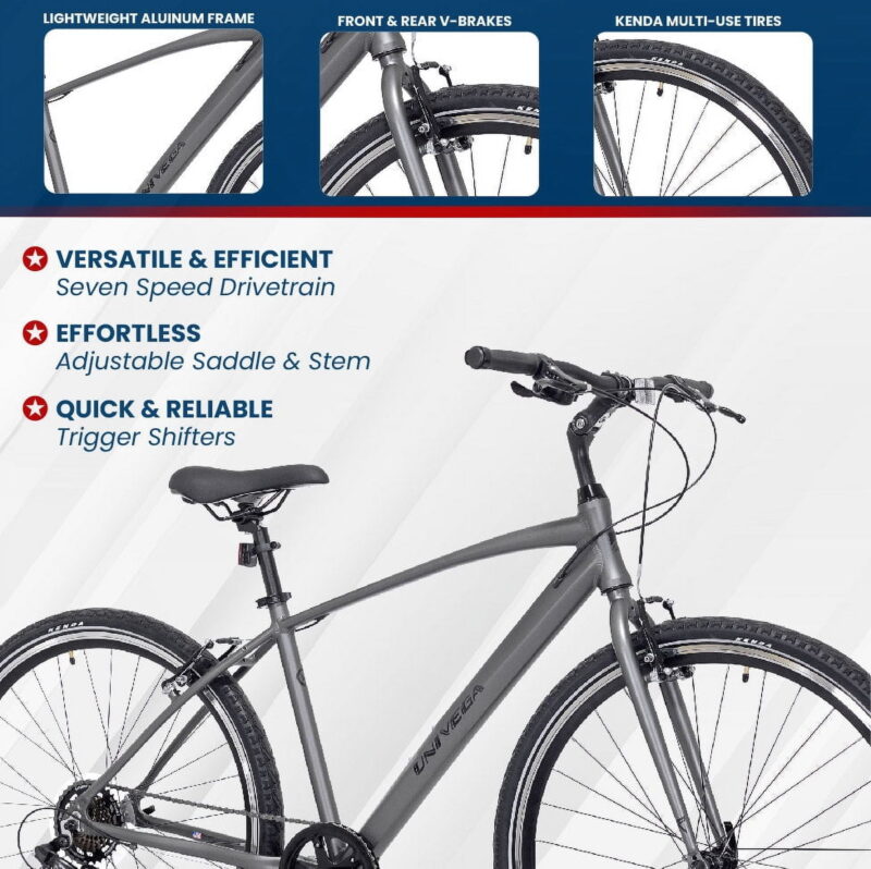Univega - 700C USA Voyage 1.0 Adult Bicycle, Small Frame, Charcoal - Image 5