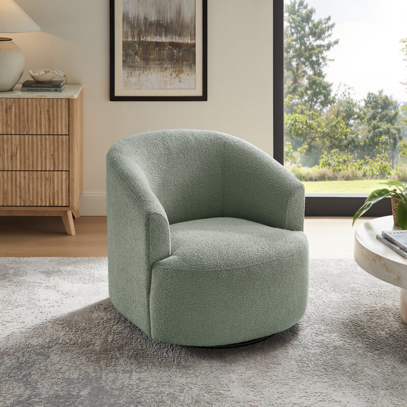 Mainstays Boucle Swivel Accent Chair, Olive - Image 3