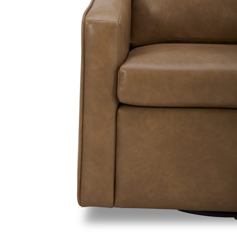 Better Homes & Gardens Steele Swivel Accent Chair, Camel Faux Leather - Image 5