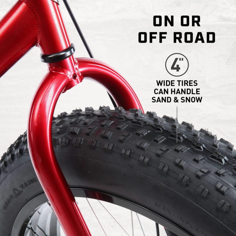 Mongoose Dolomite Adult Fat Tire Mountain Bike, 26-Inch Wheel, Red - Image 4