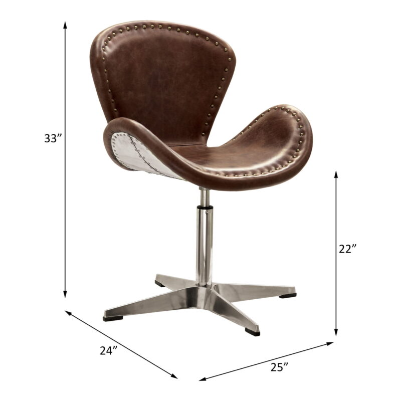 ACME Brancaster Accent Chair in Retro Brown and Aluminum - Image 2
