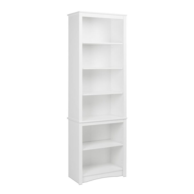 Prepac Home Office Modern 80" Tall Bookcase with Adjustable Shelves, White - Image 4