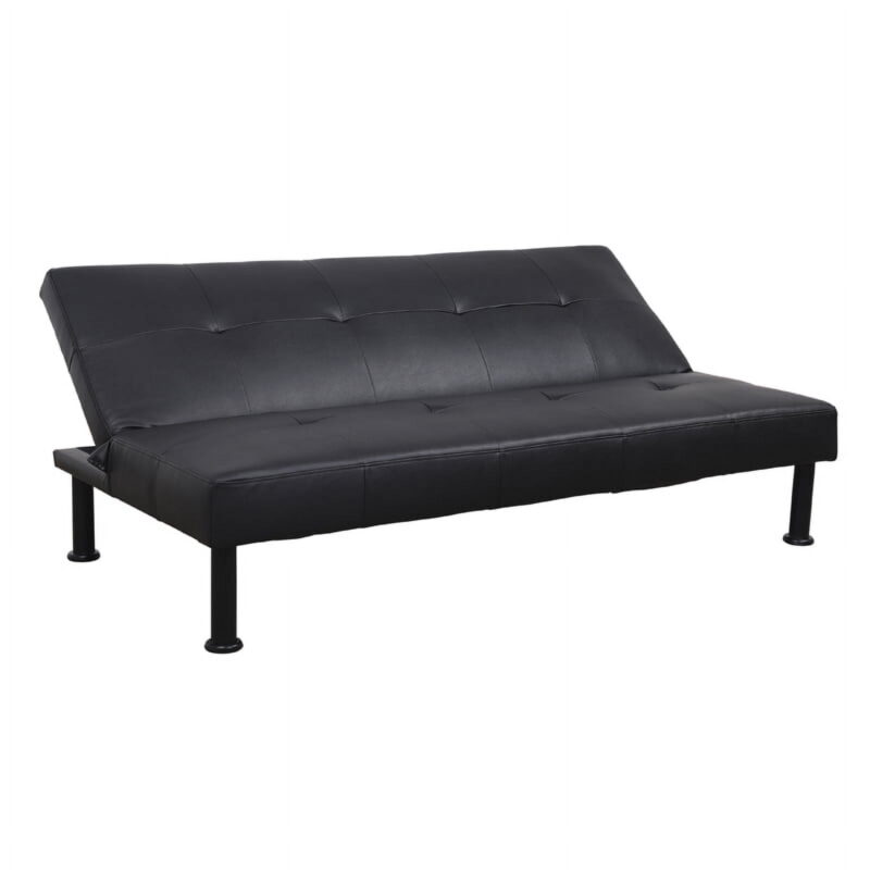 Convertible Futon Sofa Bed Leather Loveseat Adjustable Sleeper Sofa Couch for Living Room Small Apartment,Black - Image 5