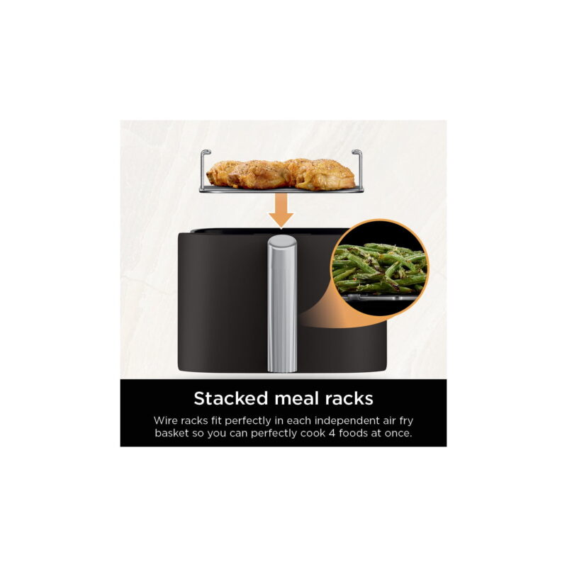 Ninja DoubleStack 8 Qt, 4-in-1, 2-Basket Air Fryer, Space Saving Design - Image 6