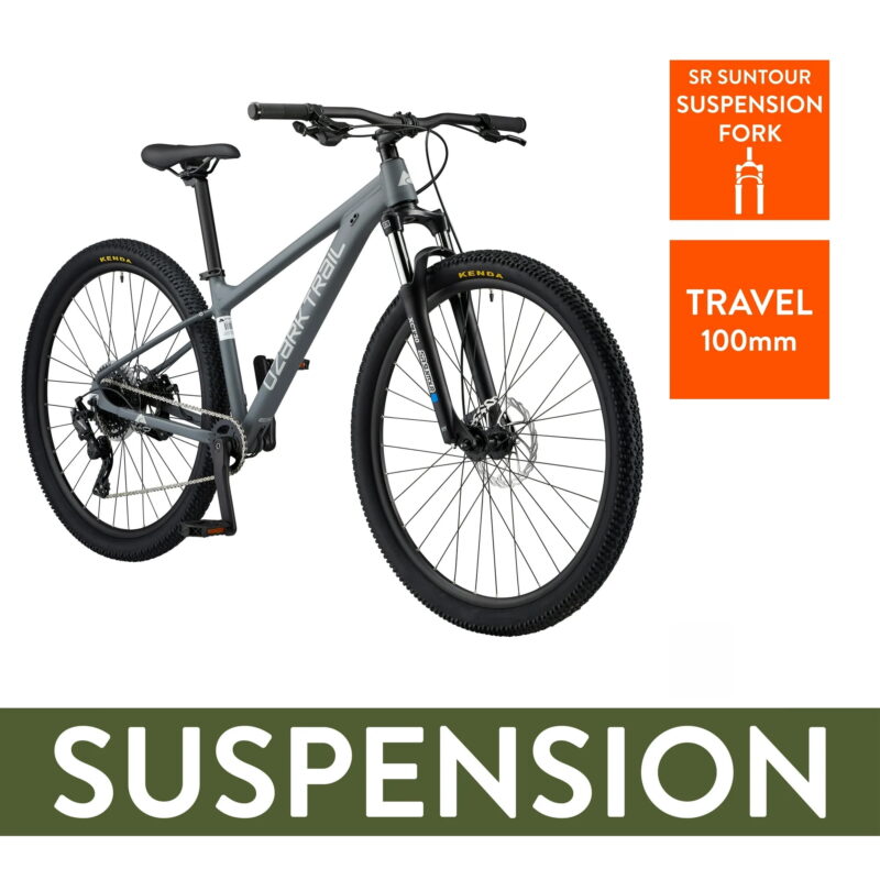 29" Ozark Trail Ridge Mountain Bike, Small Frame, Fits Riders 5'0" - 5'6", Gray, Adult, Unisex - Image 5