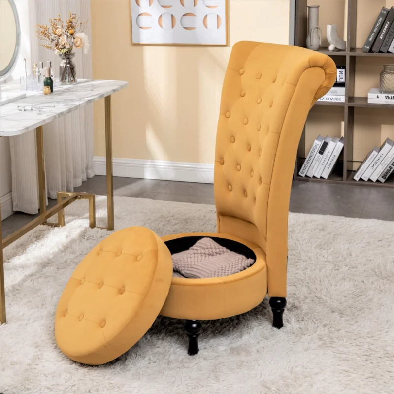 US Pride Furniture Gosser 20" Wide Velvet High Back Vanity Chair, Mustard Yellow - Image 4