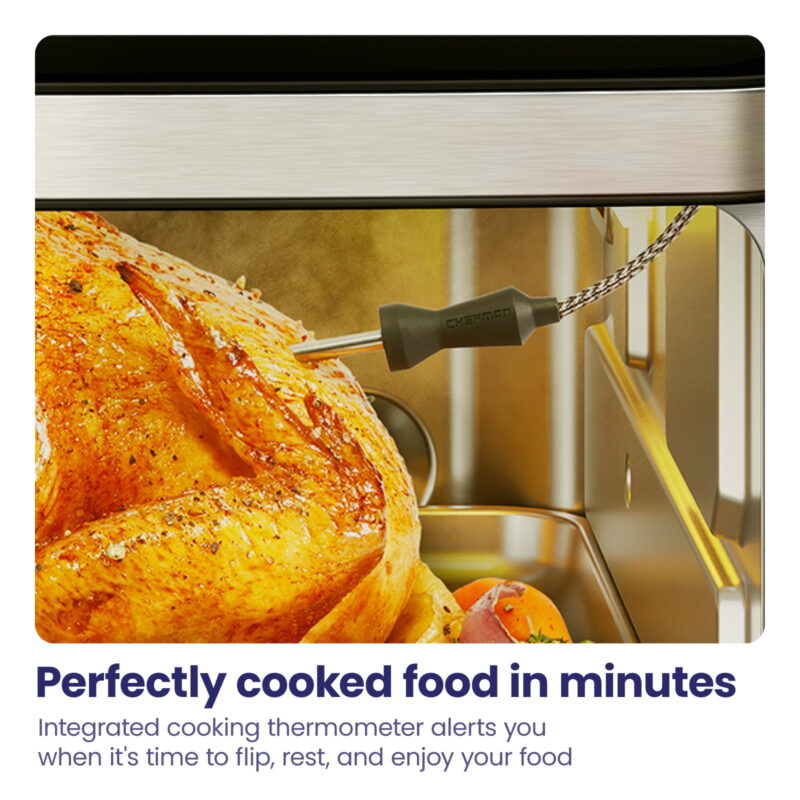 Chefman 12-in-1 Air Fryer Oven Combo w/ Probe Thermometer, 20 Qt Capacity - Stainless Steel - Image 7
