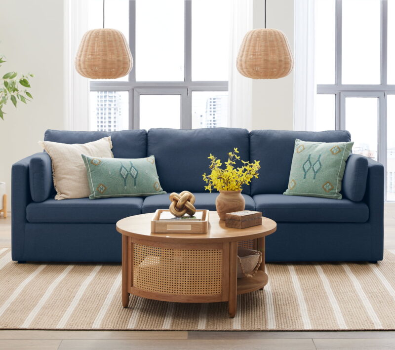 Better Homes & Gardens Modular Sectional Sofa with Storage Ottoman, Blue - Image 4